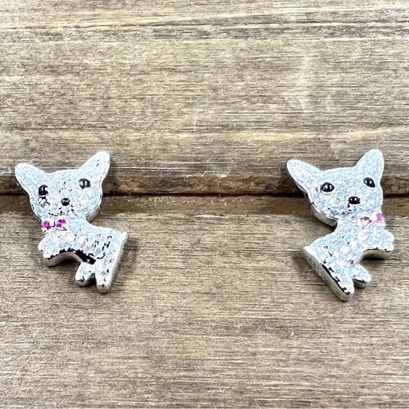 Sterling Silver Dainty Dog Earrings - Picture 2 of 3